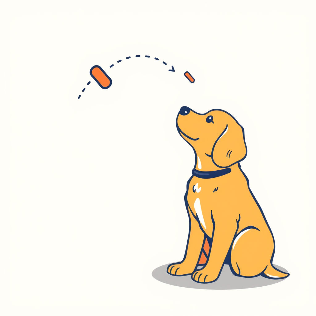 Dog learning to sit through repetition
