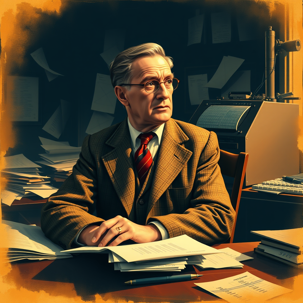 Alan Turing at a typewriter