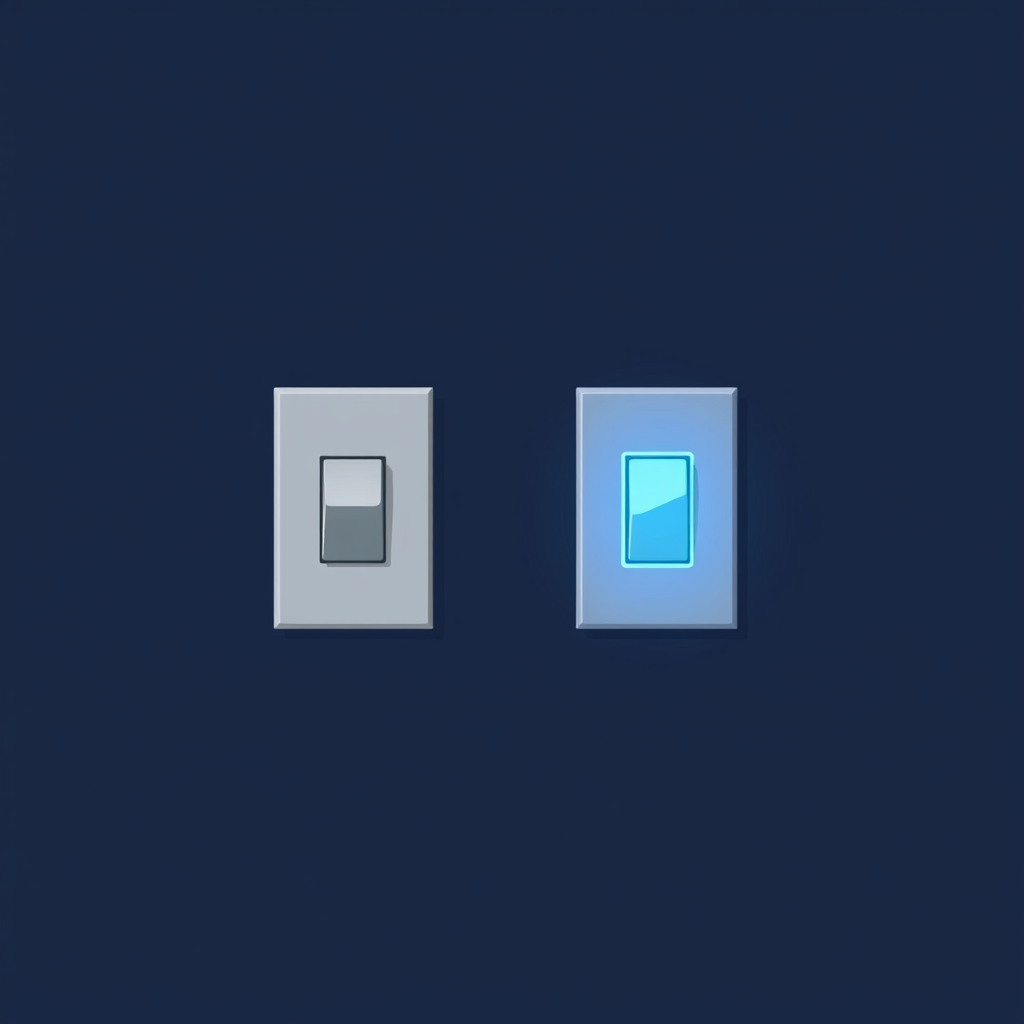 Light switch illustrating binary on/off